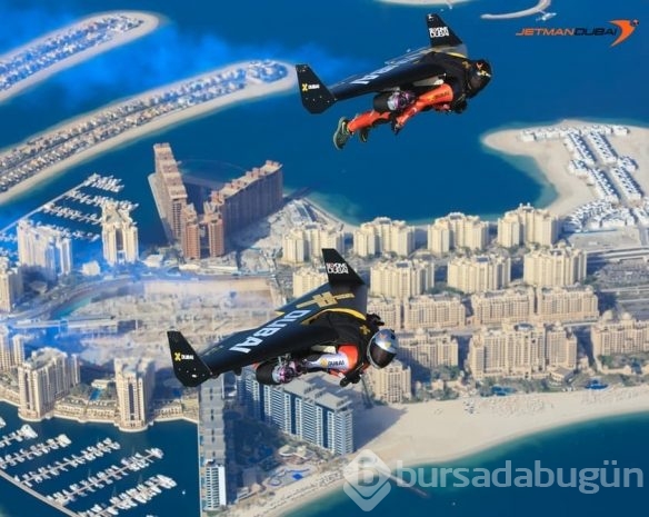 Jet motorlu kanatlarla Dubai'de uçan ilk insan	
