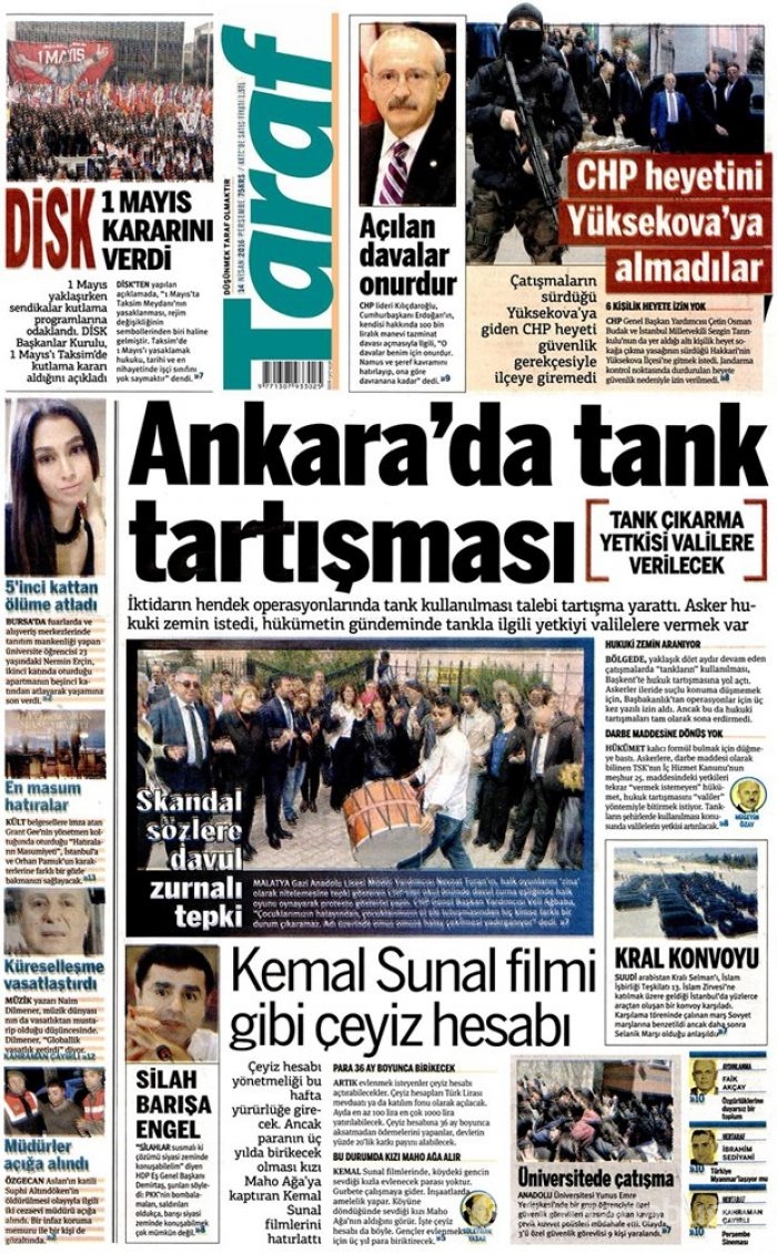 Günün gazete manşetleri - 14 Nisan 2016
