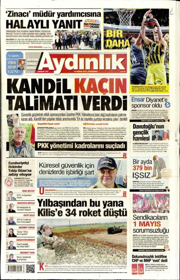 Günün gazete manşetleri - 14 Nisan 2016
