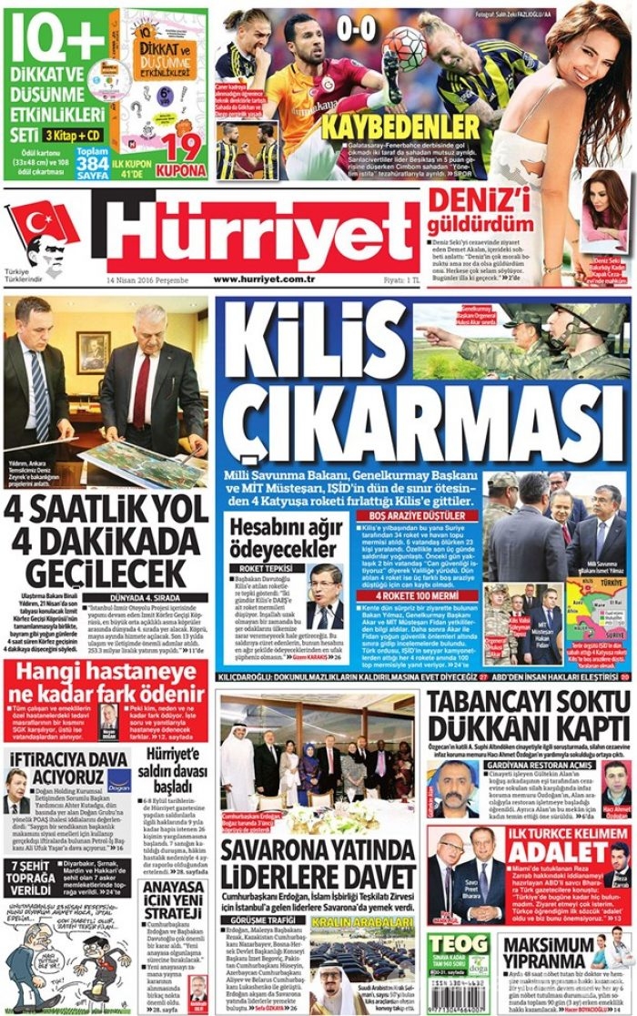 Günün gazete manşetleri - 14 Nisan 2016
