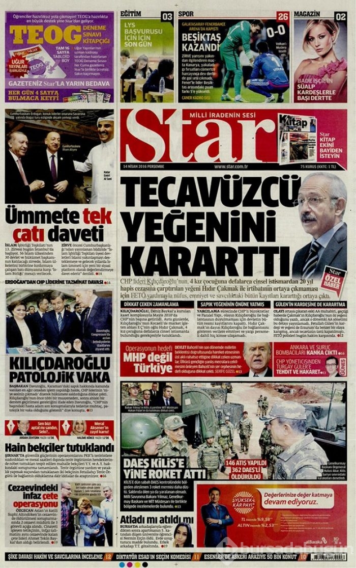Günün gazete manşetleri - 14 Nisan 2016
