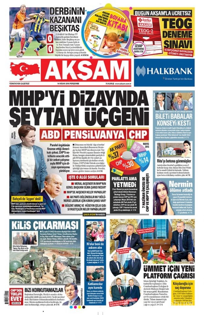Günün gazete manşetleri - 14 Nisan 2016
