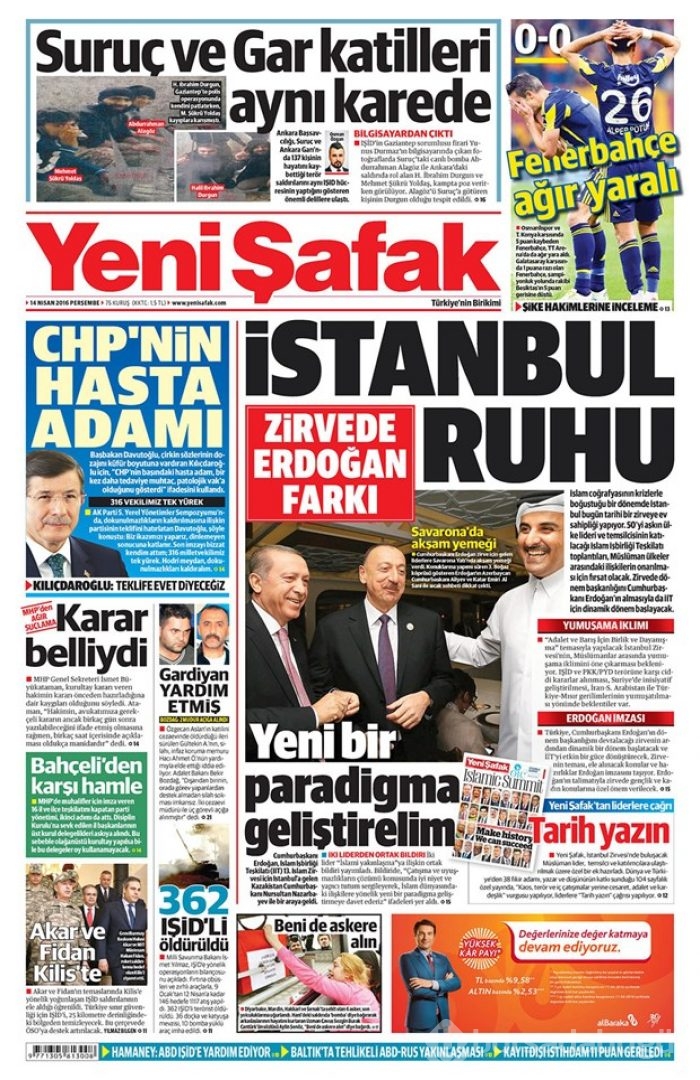 Günün gazete manşetleri - 14 Nisan 2016
