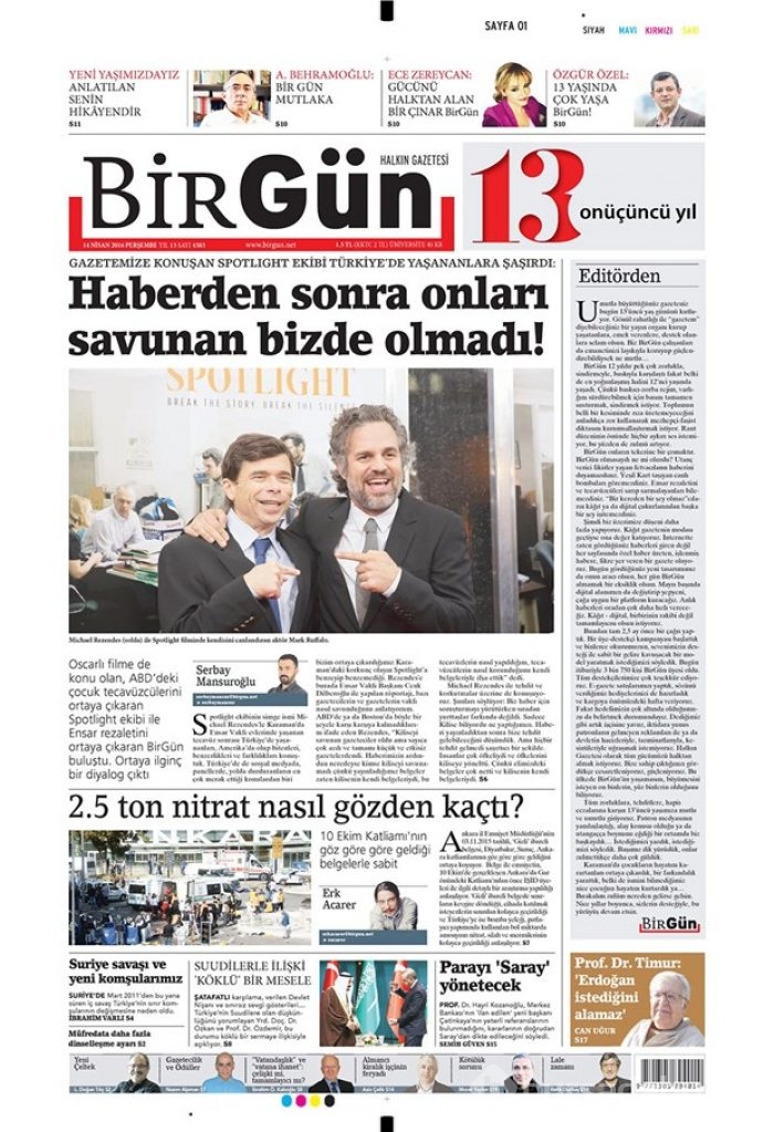 Günün gazete manşetleri - 14 Nisan 2016

