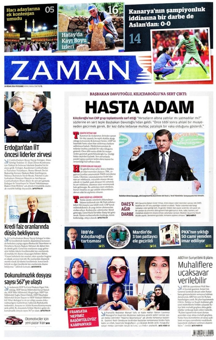Günün gazete manşetleri - 14 Nisan 2016
