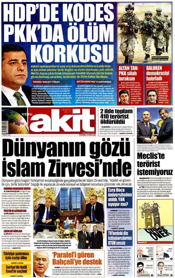 Günün gazete manşetleri - 14 Nisan 2016
