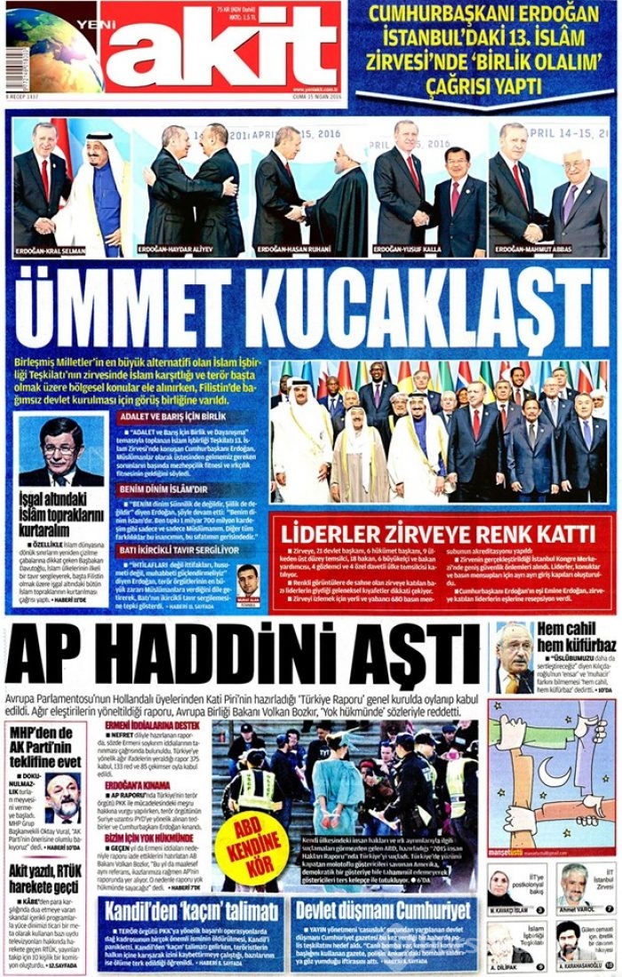 Günün gazete manşetleri - 15 Nisan 2016
