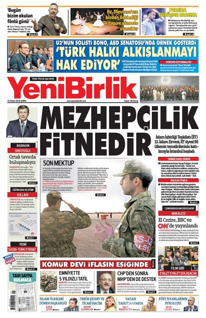 Günün gazete manşetleri - 15 Nisan 2016
