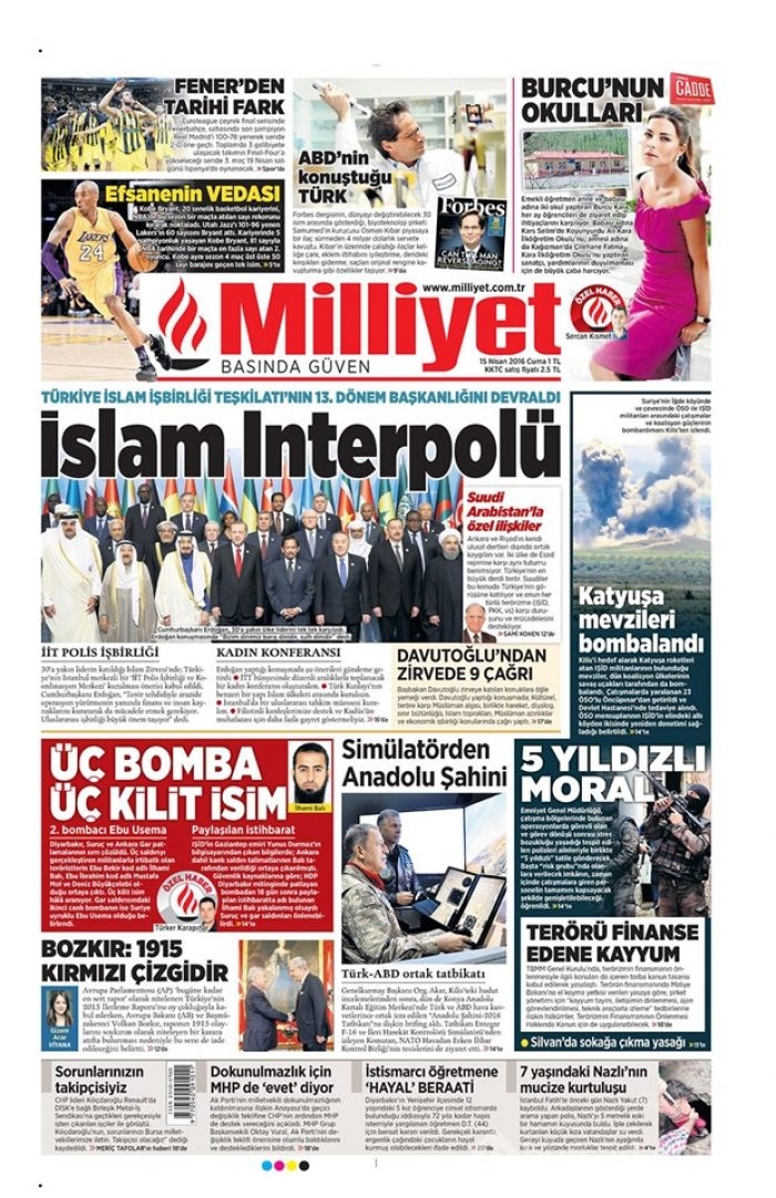Günün gazete manşetleri - 15 Nisan 2016
