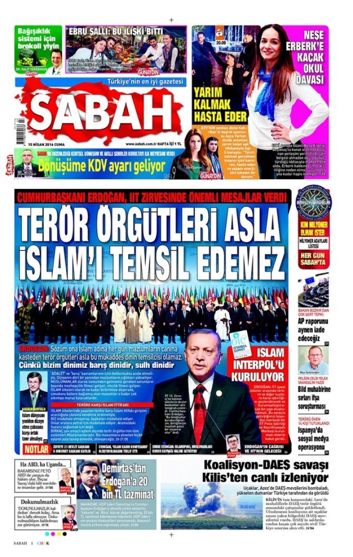 Günün gazete manşetleri - 15 Nisan 2016
