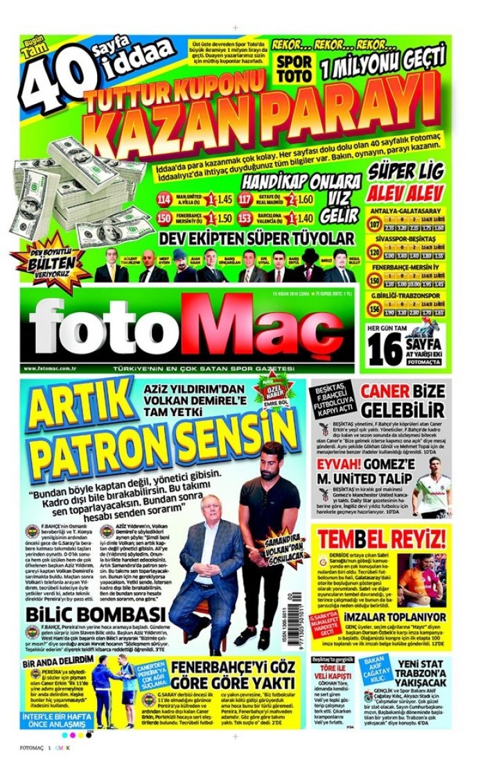 Günün gazete manşetleri - 15 Nisan 2016
