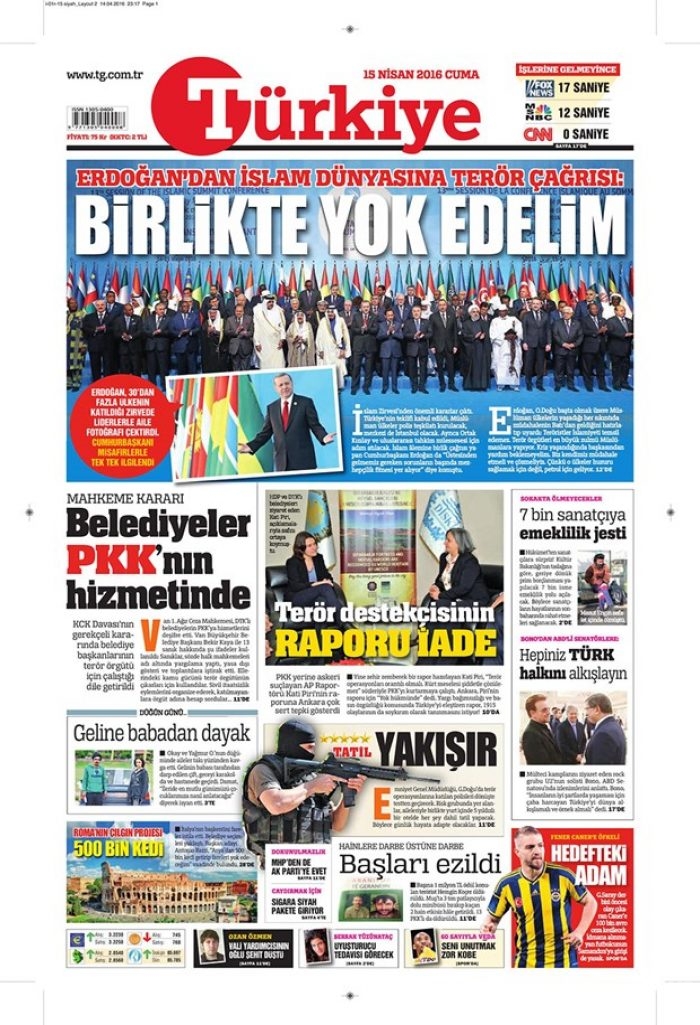 Günün gazete manşetleri - 15 Nisan 2016
