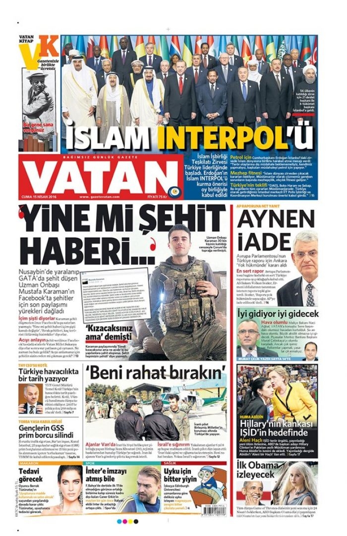 Günün gazete manşetleri - 15 Nisan 2016
