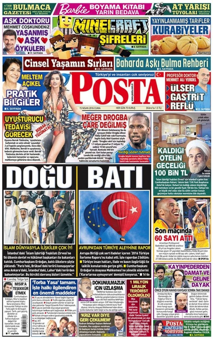 Günün gazete manşetleri - 15 Nisan 2016
