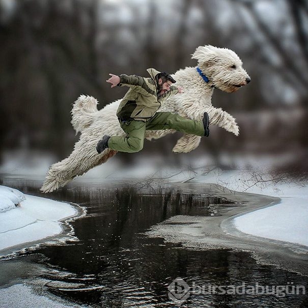 Dev köpeği ile hayallerini yaşıyor!
