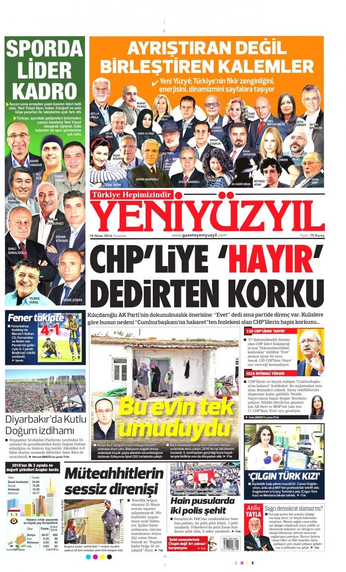 Gazete manşetleri (18.04.2016)