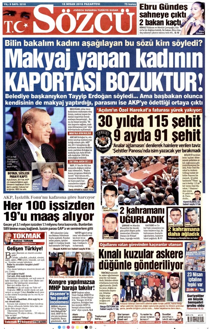 Gazete manşetleri (18.04.2016)