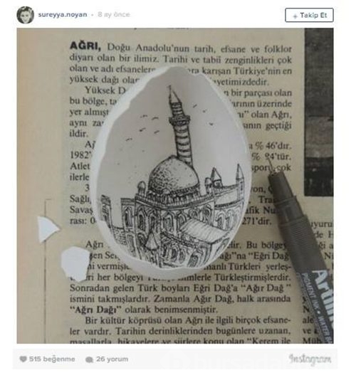 Yumurta içlerine işlenen enfes resimler