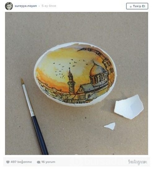 Yumurta içlerine işlenen enfes resimler