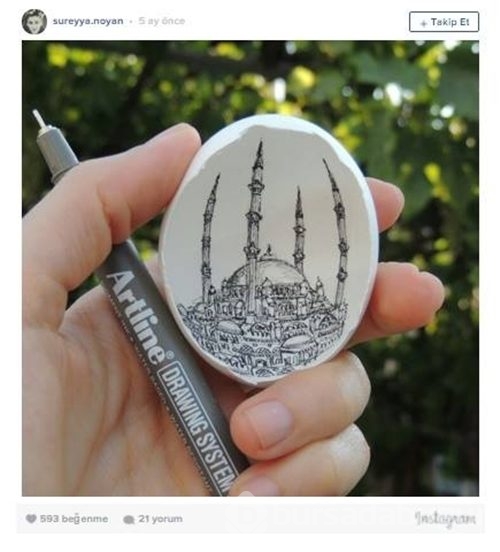 Yumurta içlerine işlenen enfes resimler
