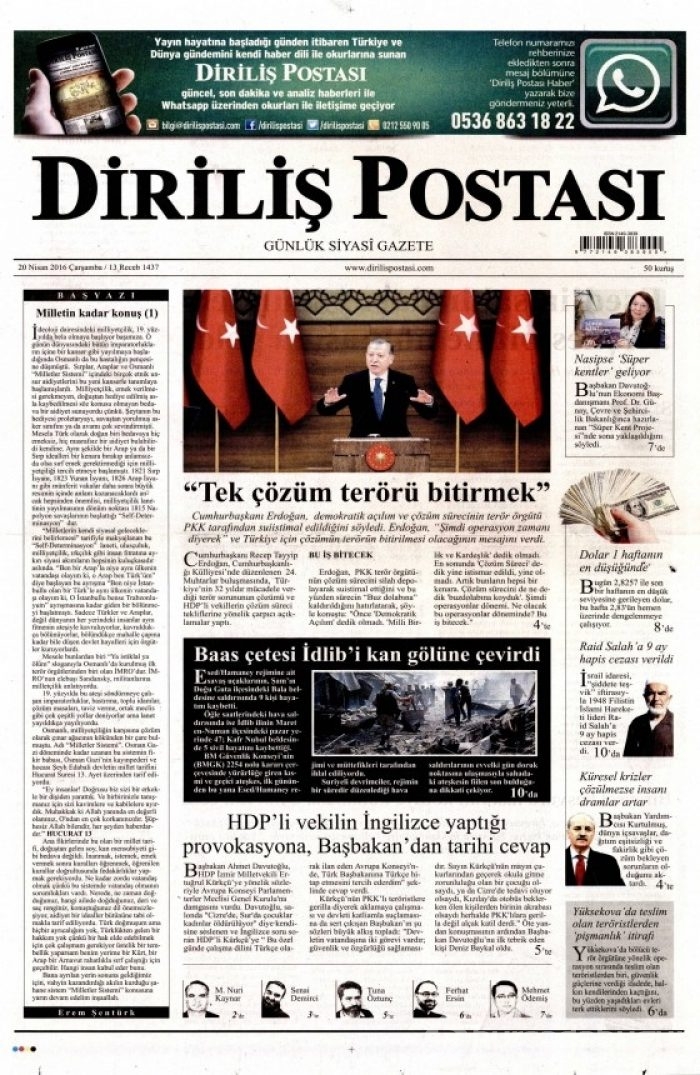 20 Nisan gazete manşetleri