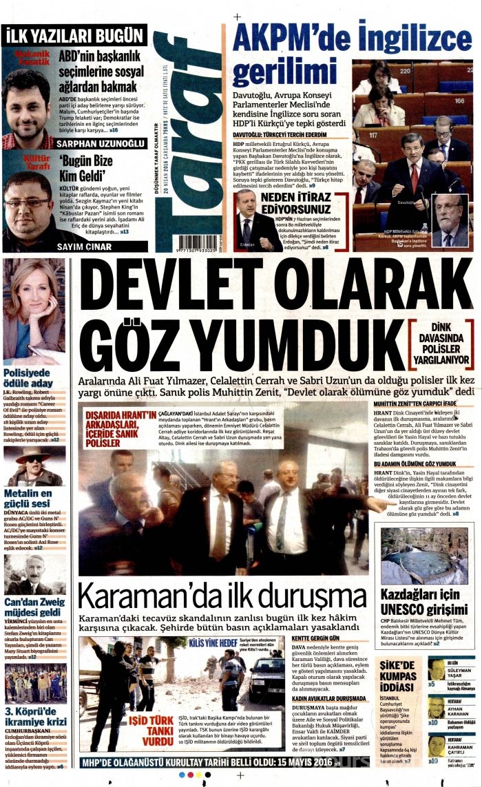 20 Nisan gazete manşetleri
