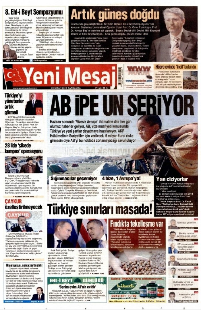 20 Nisan gazete manşetleri