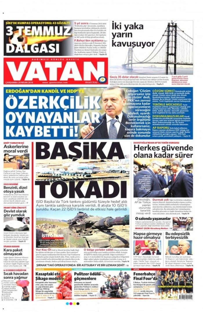 20 Nisan gazete manşetleri