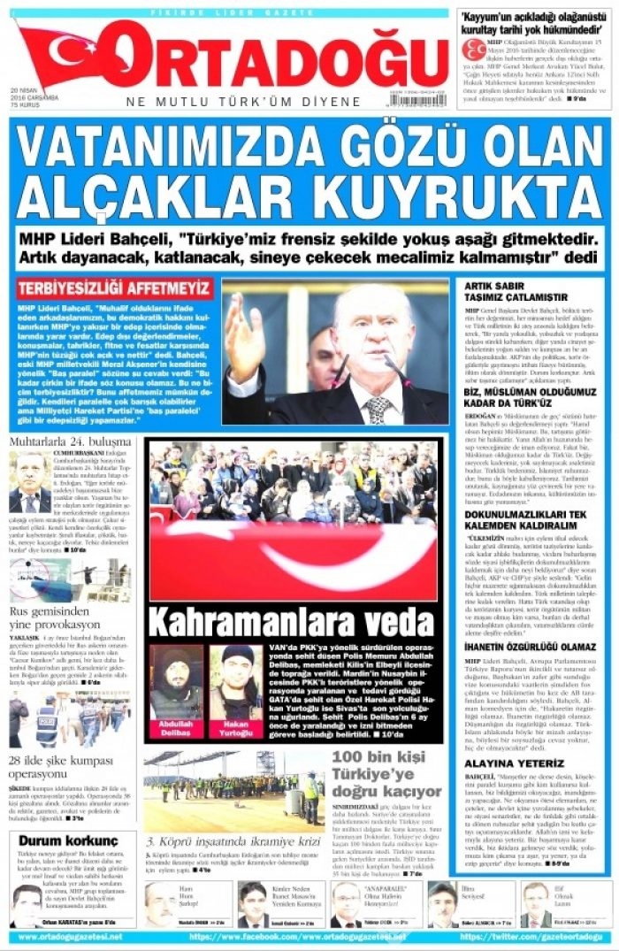 20 Nisan gazete manşetleri