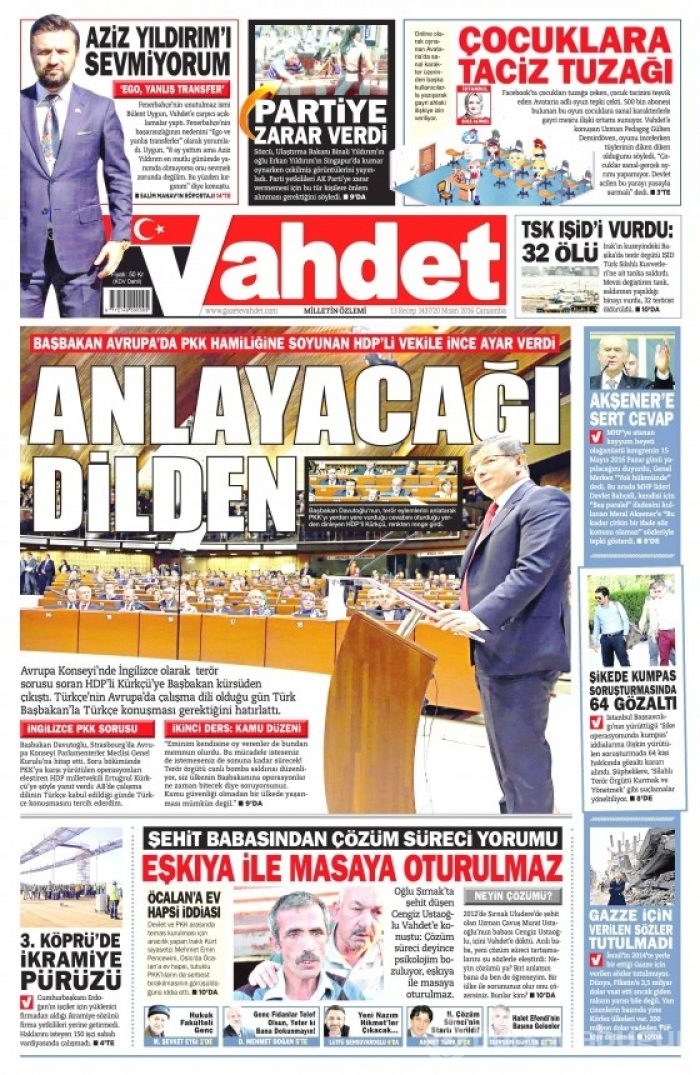 20 Nisan gazete manşetleri