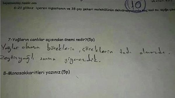 Sınav kağıdına yazılan en komik cevaplar