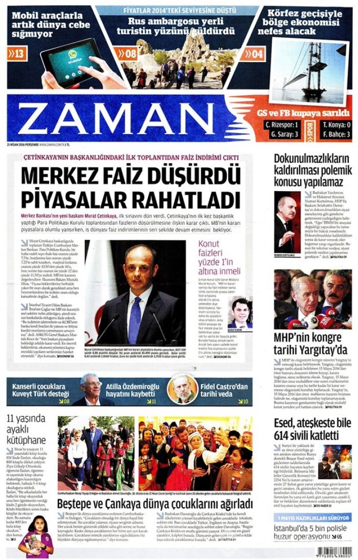 Günün gazete manşetleri - 21 Nisan 2016
