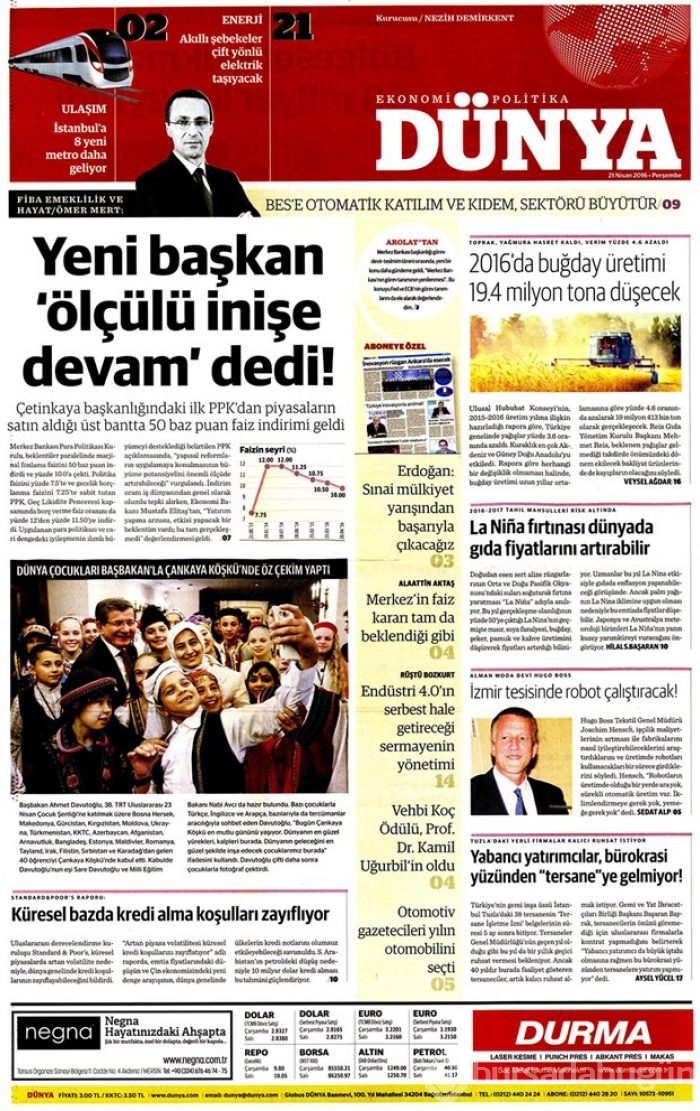 Günün gazete manşetleri - 21 Nisan 2016
