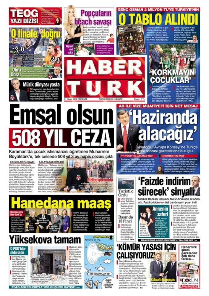 Günün gazete manşetleri - 21 Nisan 2016
