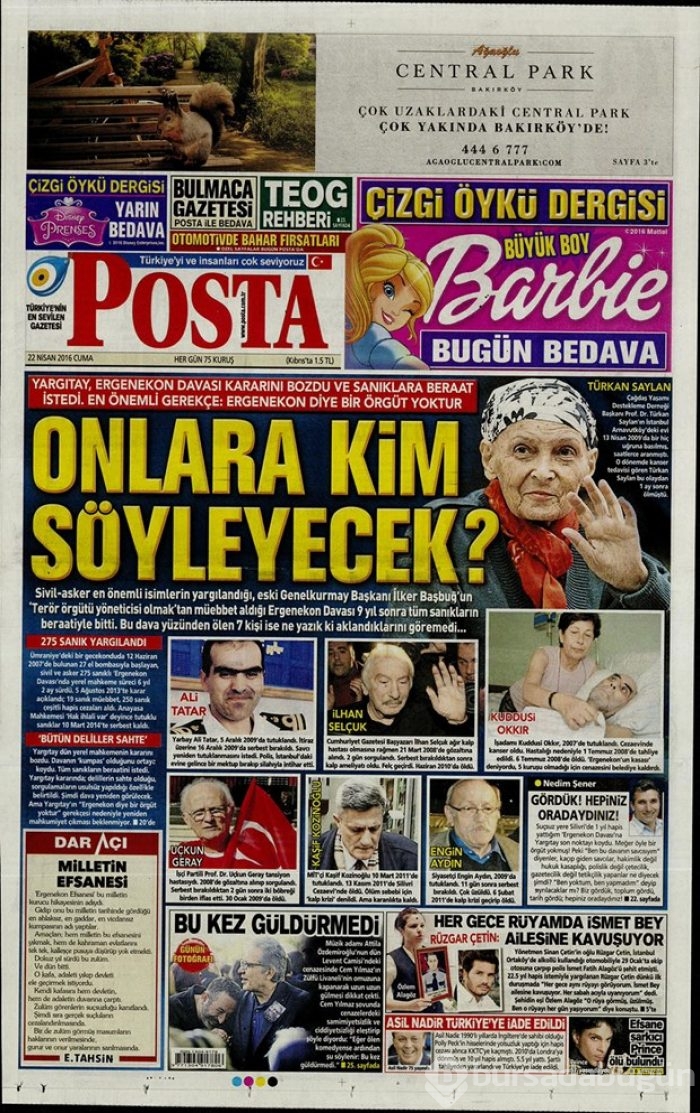 Günün gazete manşetleri 22 Nisan 2016