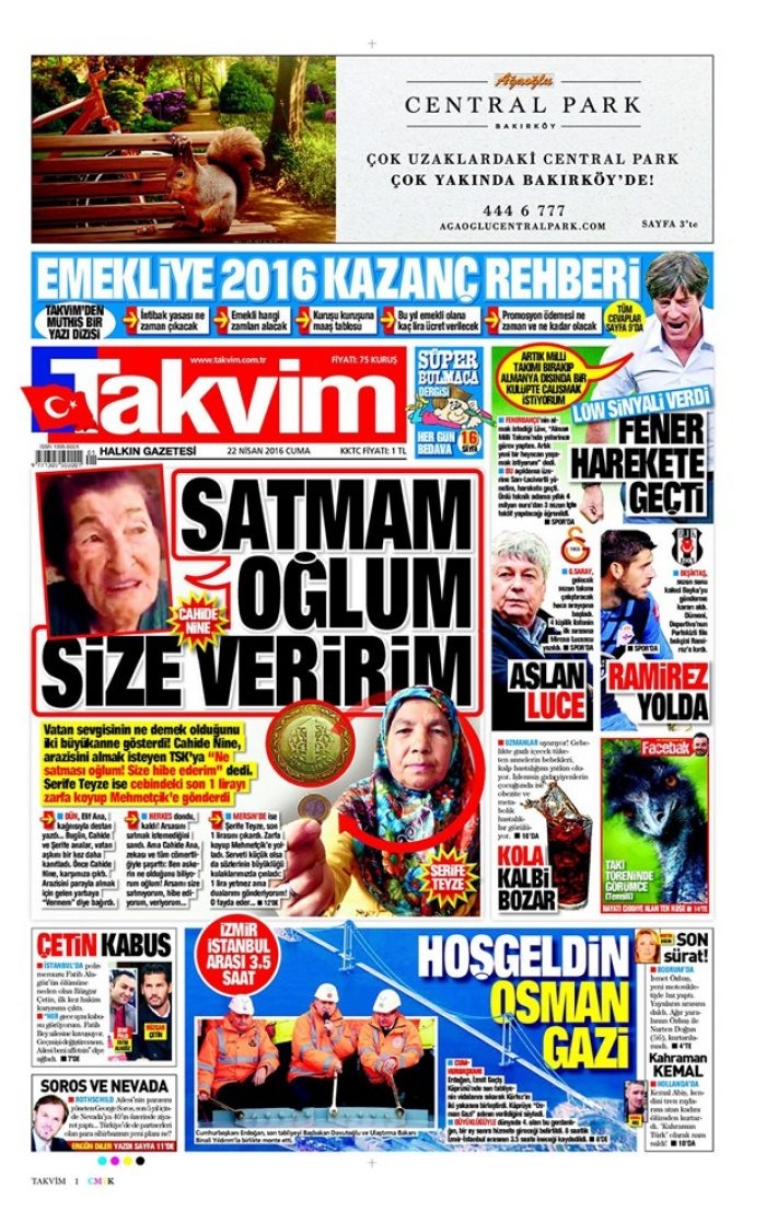 Günün gazete manşetleri 22 Nisan 2016