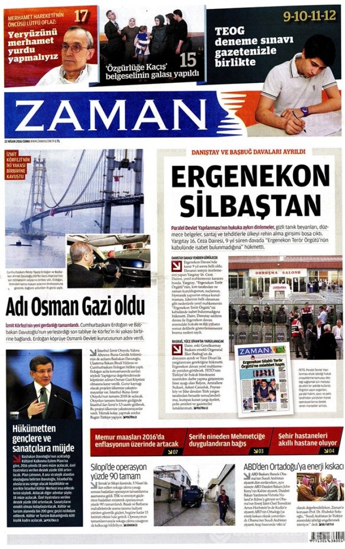 Günün gazete manşetleri 22 Nisan 2016