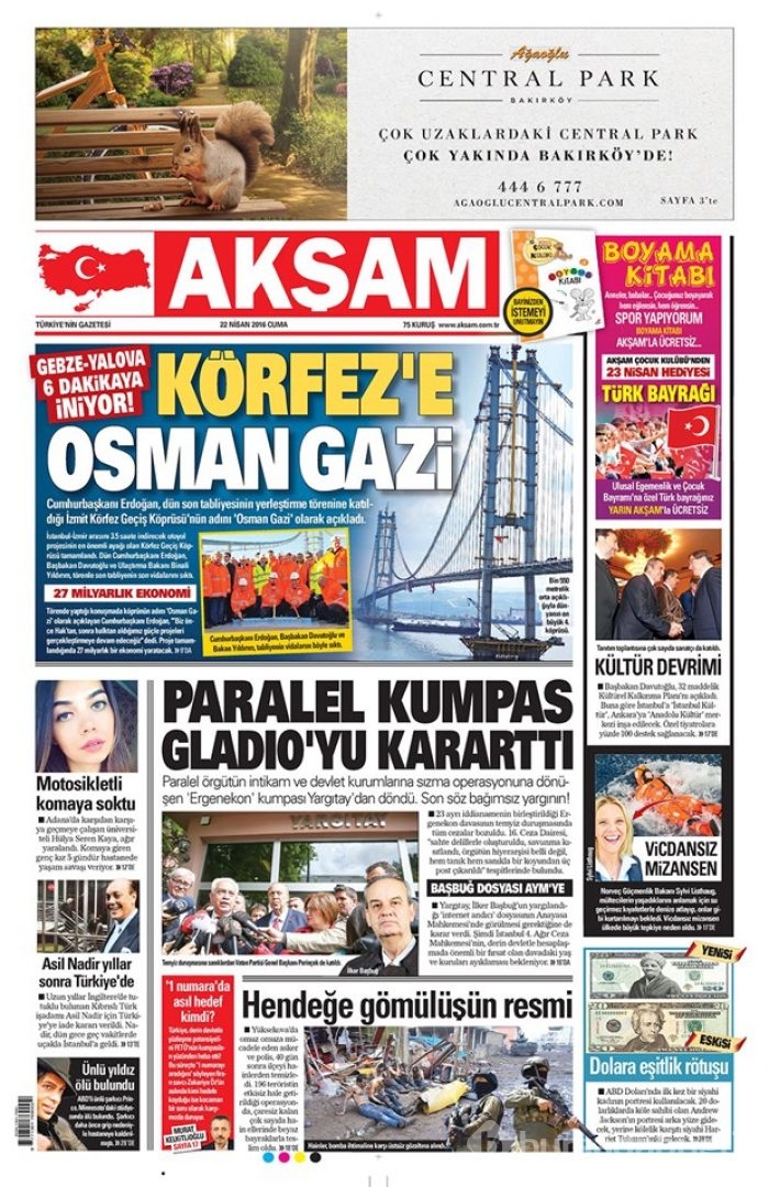 Günün gazete manşetleri 22 Nisan 2016