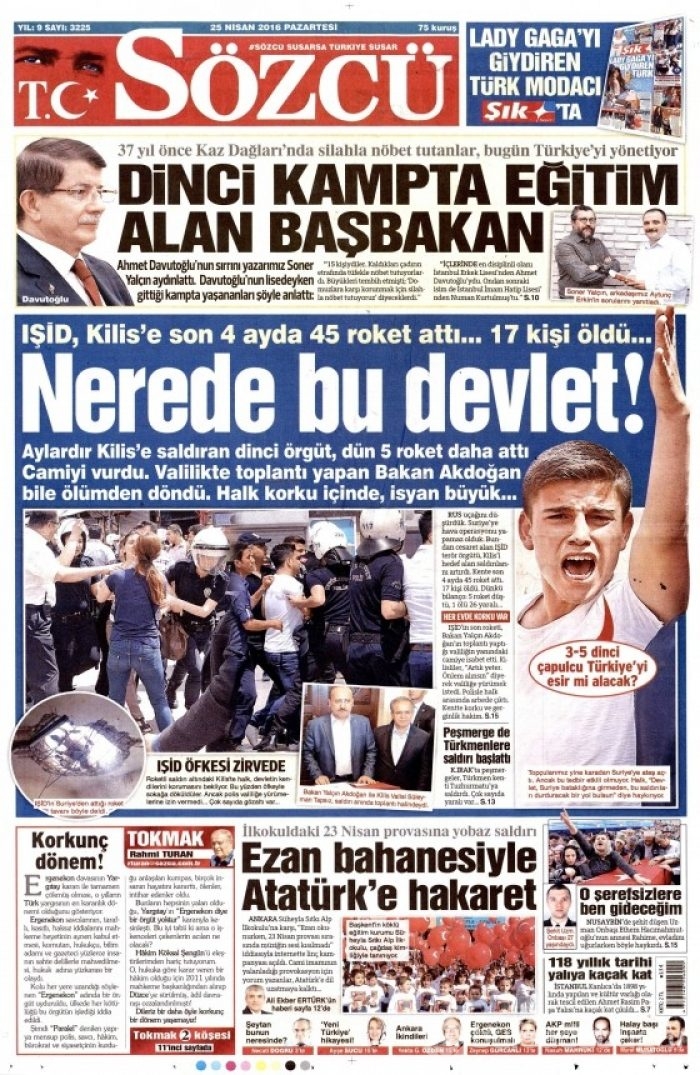Gazete manşetleri (25.Nisan.2016)