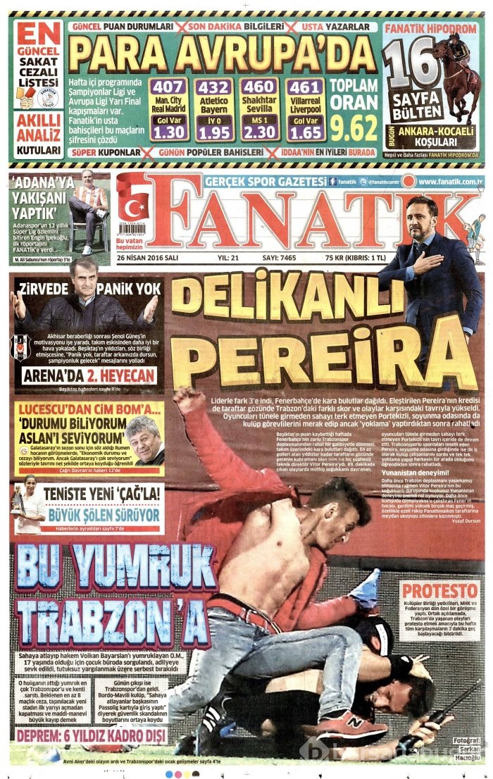26 Nisan 2016 gazete manşetleri