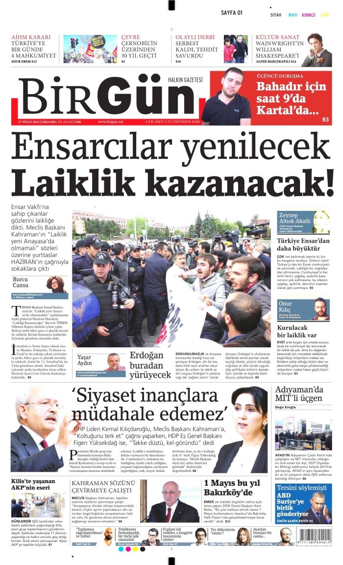 27 Nisan 2016 gazete manşetleri