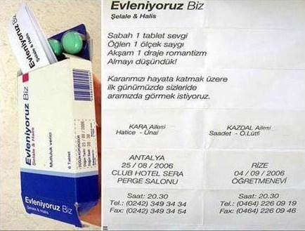 En yaratıcı düğün davetiyeleri