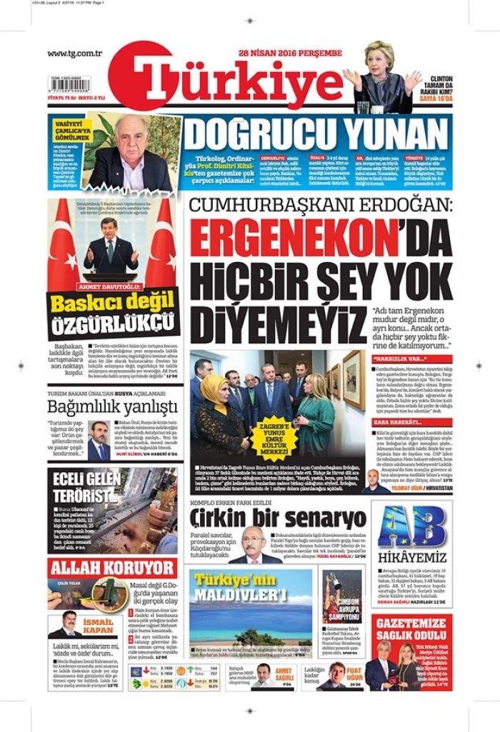Günün gazete manşetleri  28 Nisan 2016
