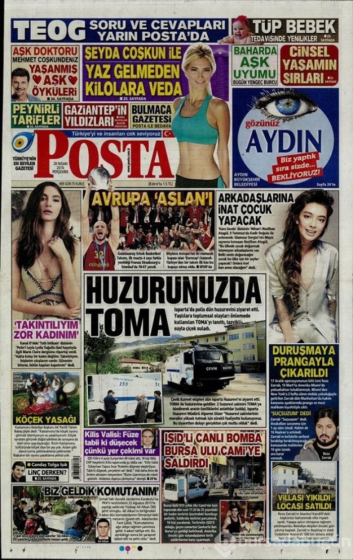 Günün gazete manşetleri  28 Nisan 2016

