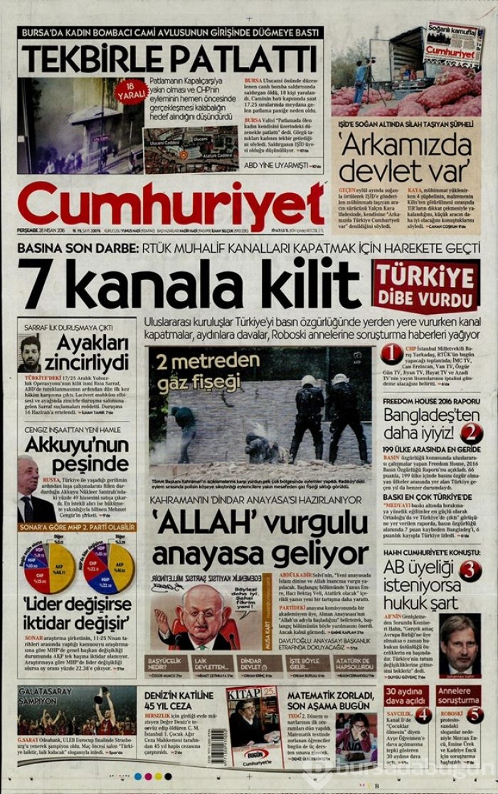 Günün gazete manşetleri  28 Nisan 2016
