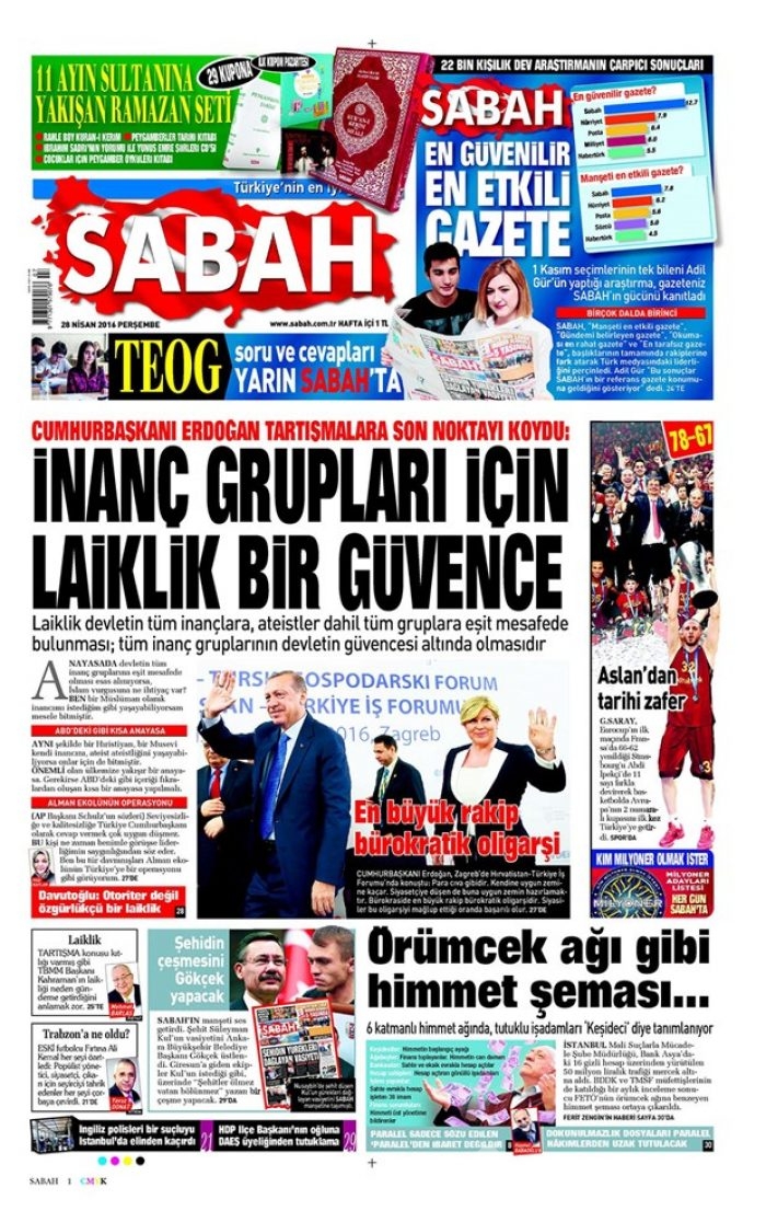 Günün gazete manşetleri  28 Nisan 2016
