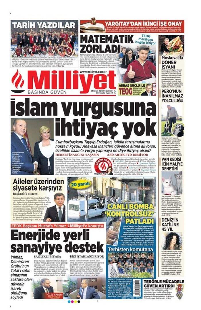 Günün gazete manşetleri  28 Nisan 2016
