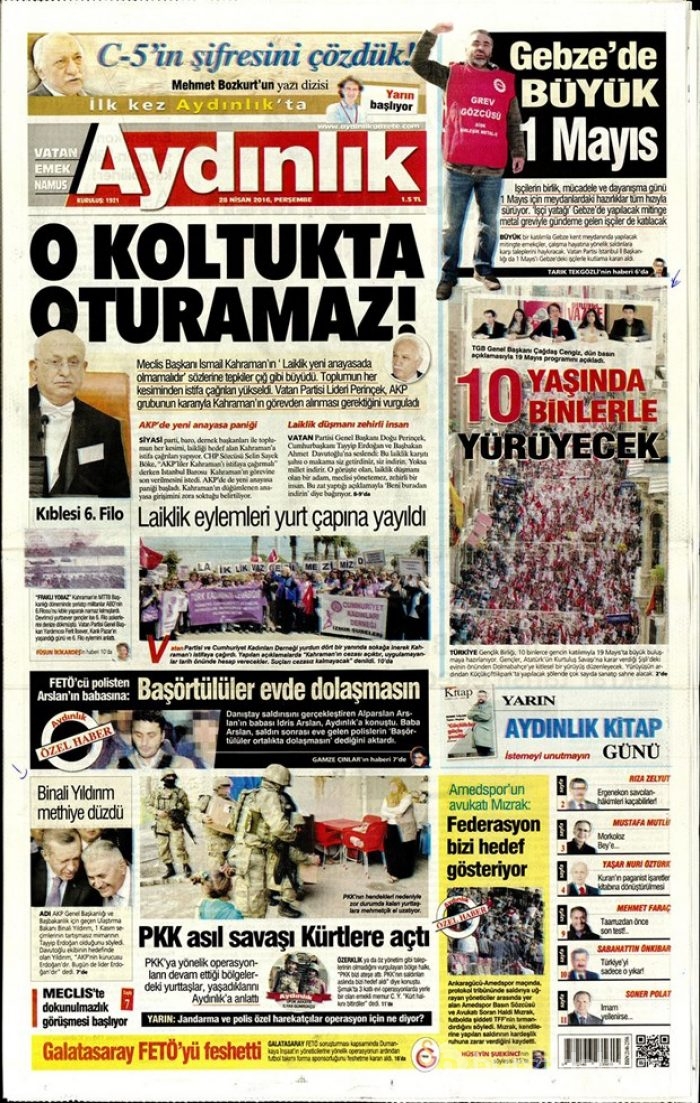 Günün gazete manşetleri  28 Nisan 2016
