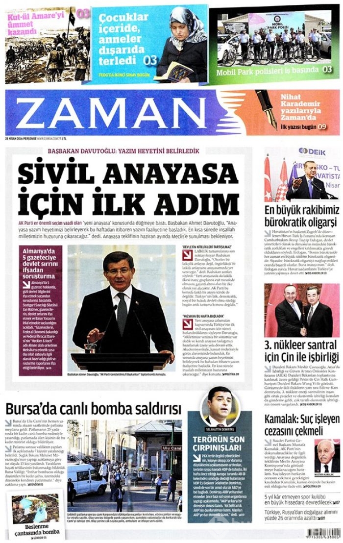 Günün gazete manşetleri  28 Nisan 2016
