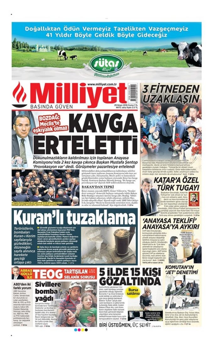 Günün gazete manşetleri  29 Nisan 2016
